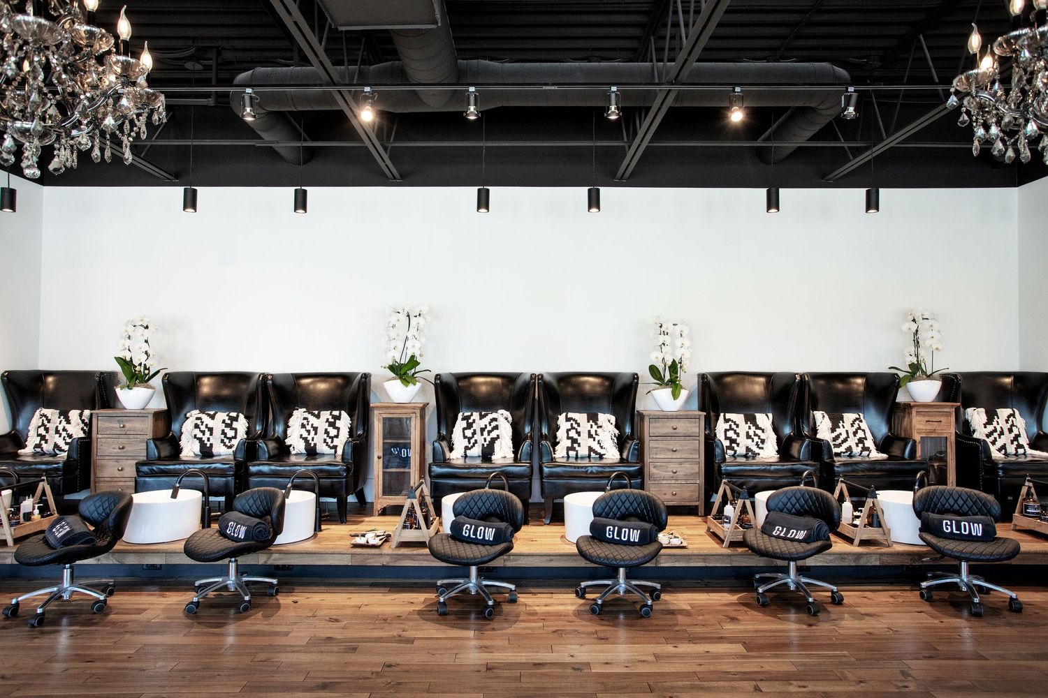 pedicure area at GLow Day Spa.