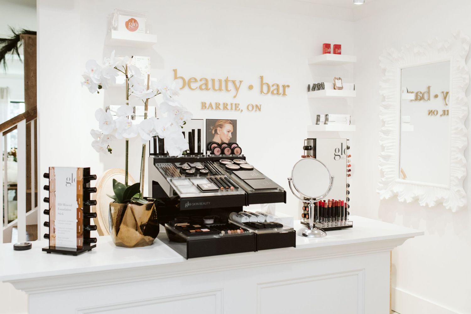 Beauty Bar - Makeup counter at Glow Day Spa.