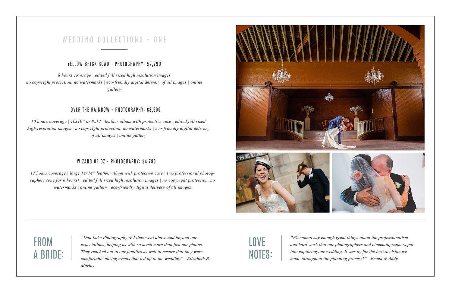 Wedding photography blog layout featuring multiple couple portraits.