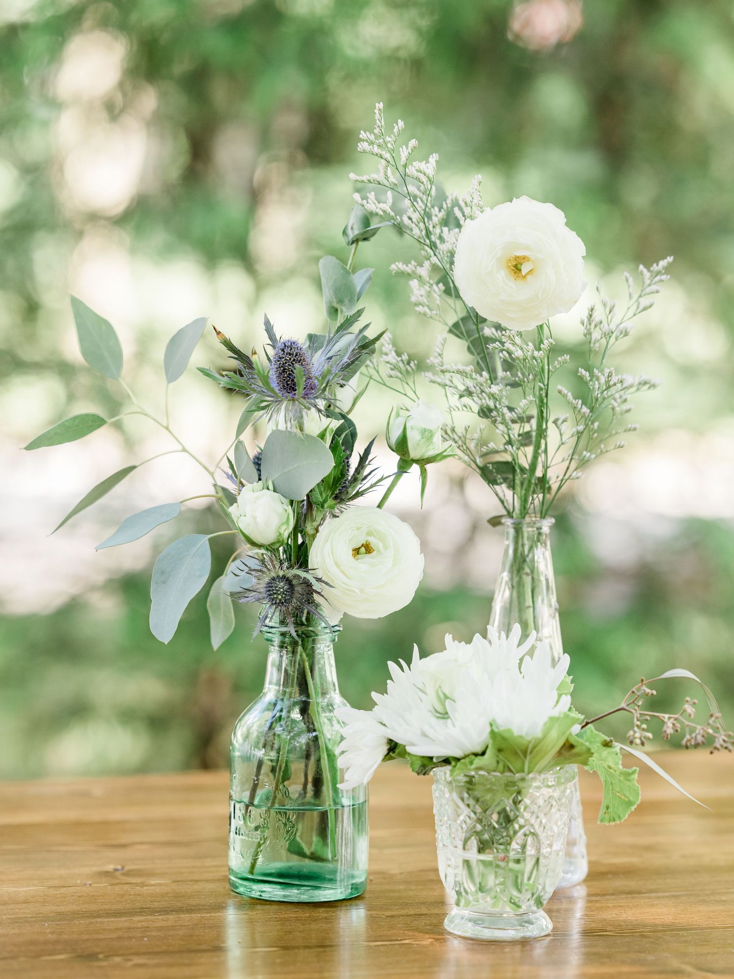 organic wildflowers at backyard wedding