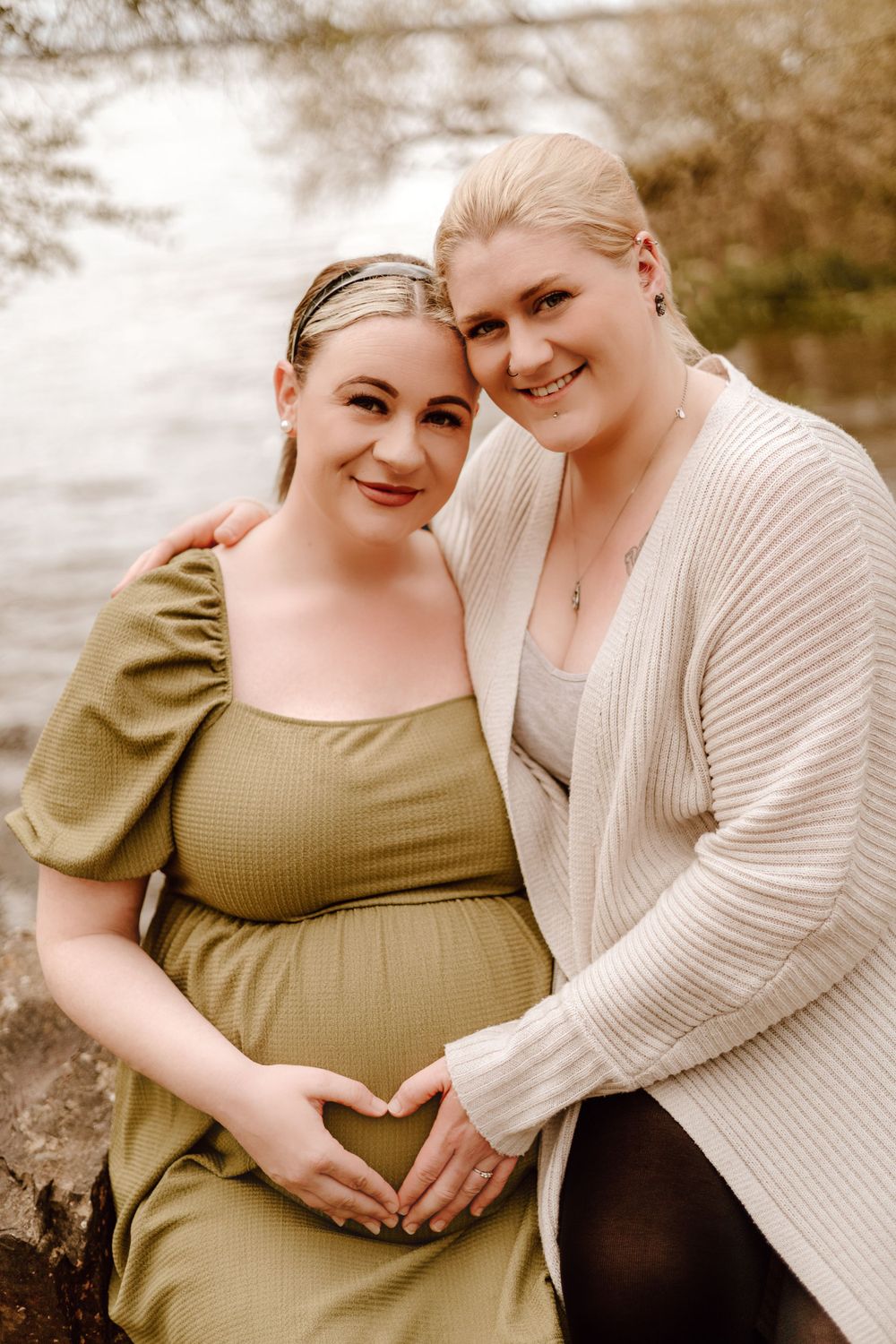 two mothers maternity photoshoot by lake in mullingar