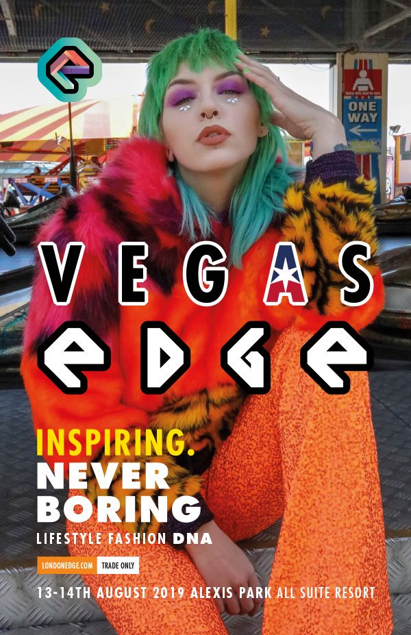 London Edge magazine cover with alternative green haired model for a trade show in Las Vegas