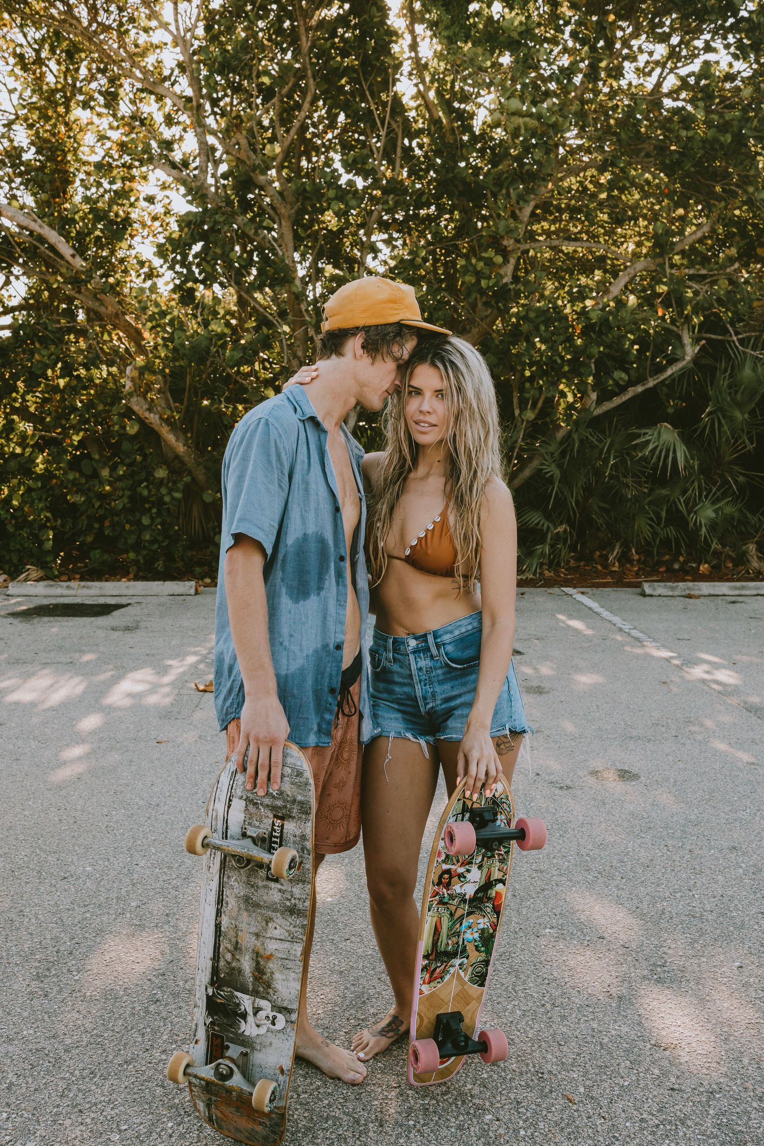 Skater couple flirting taken by South Florida Wedding Photographer Lemon and Honey Co.