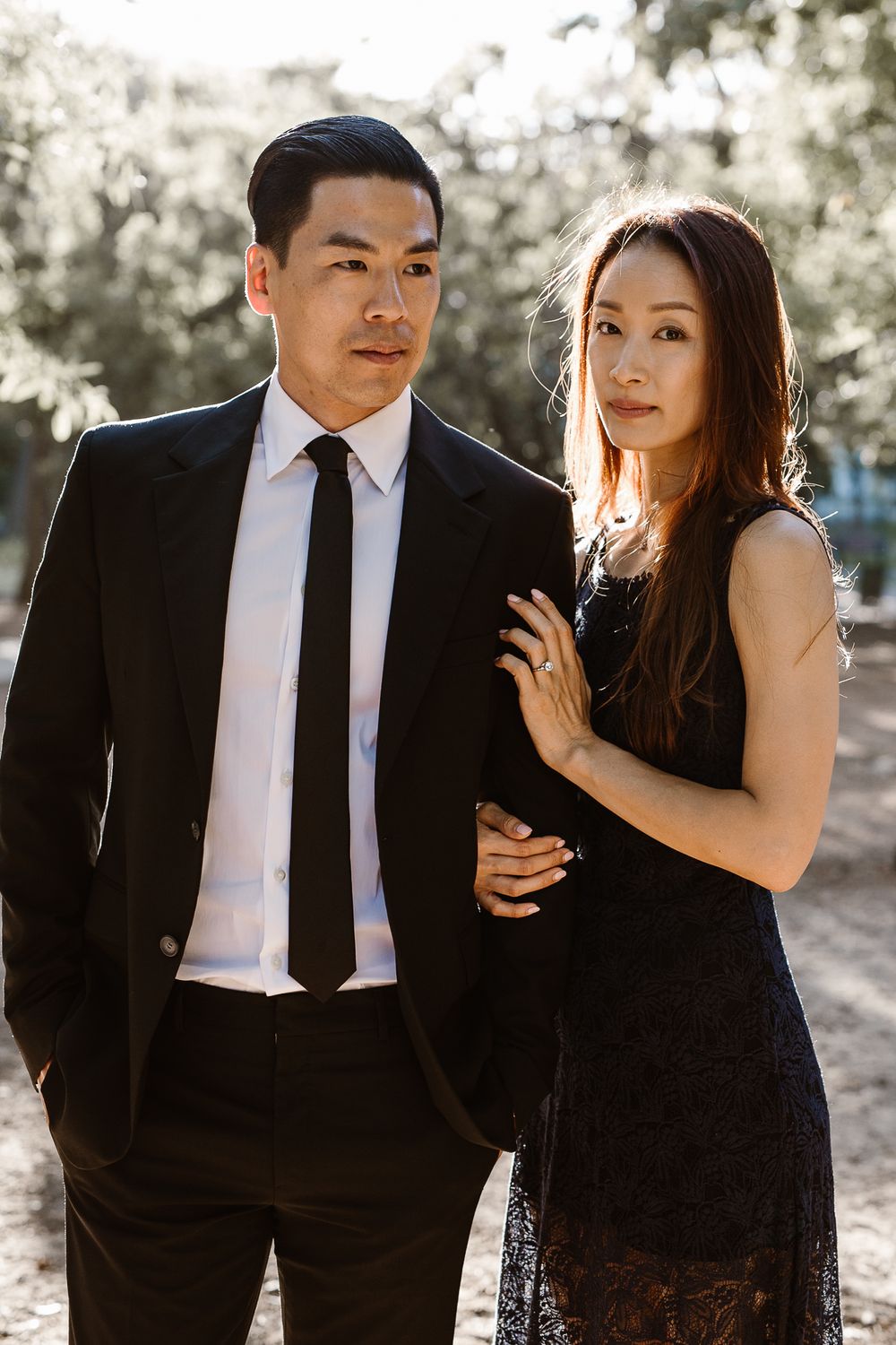 couple posing for a fashion shoot at Company Gardens