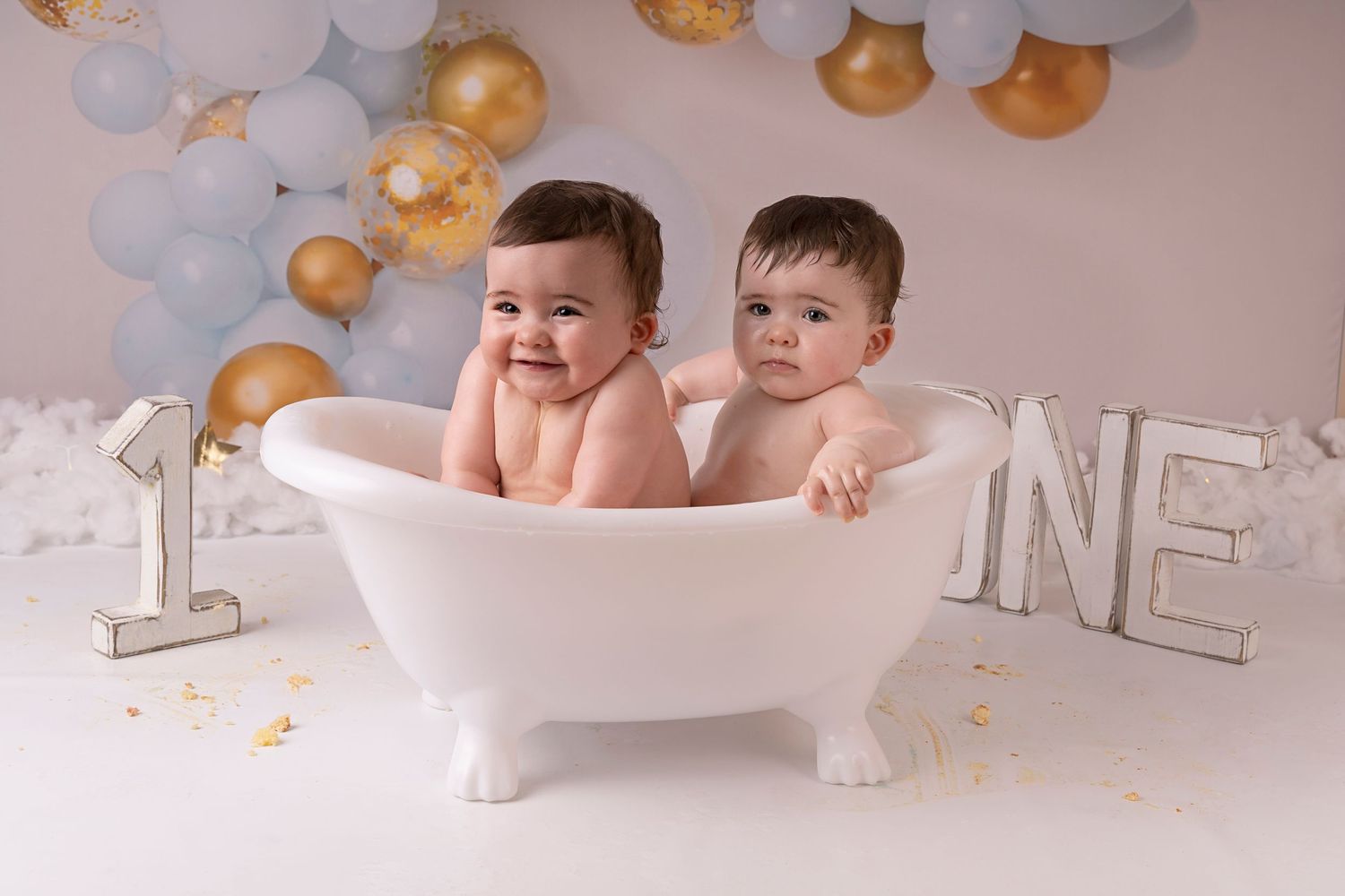 twins in a bath and splash session