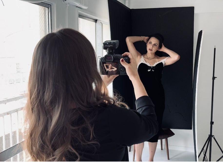 stylish studio photoshoot in Paris