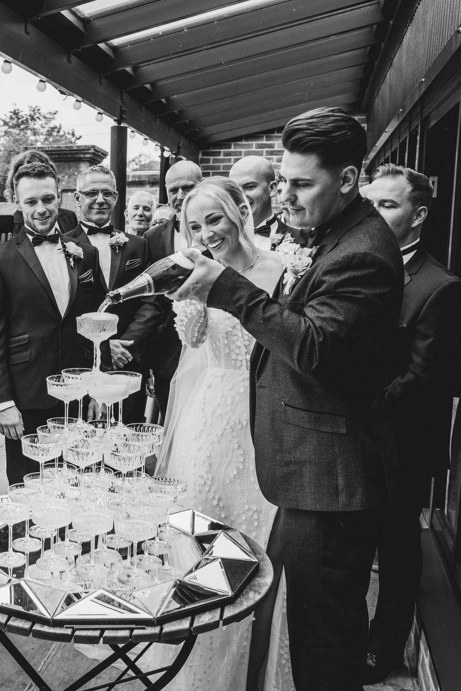 champagne tower at Foxtail Barns