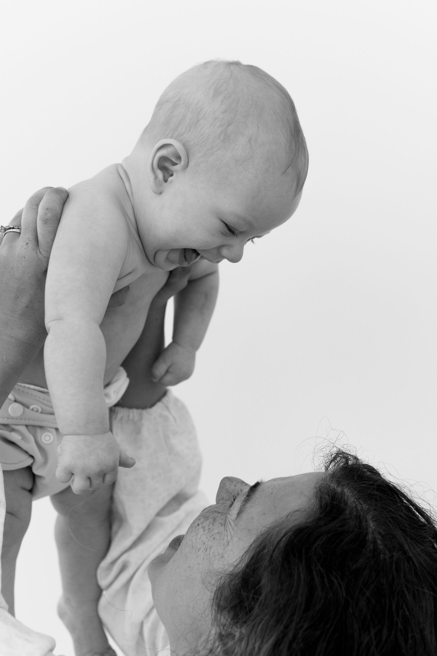 six month only baby boy and mom