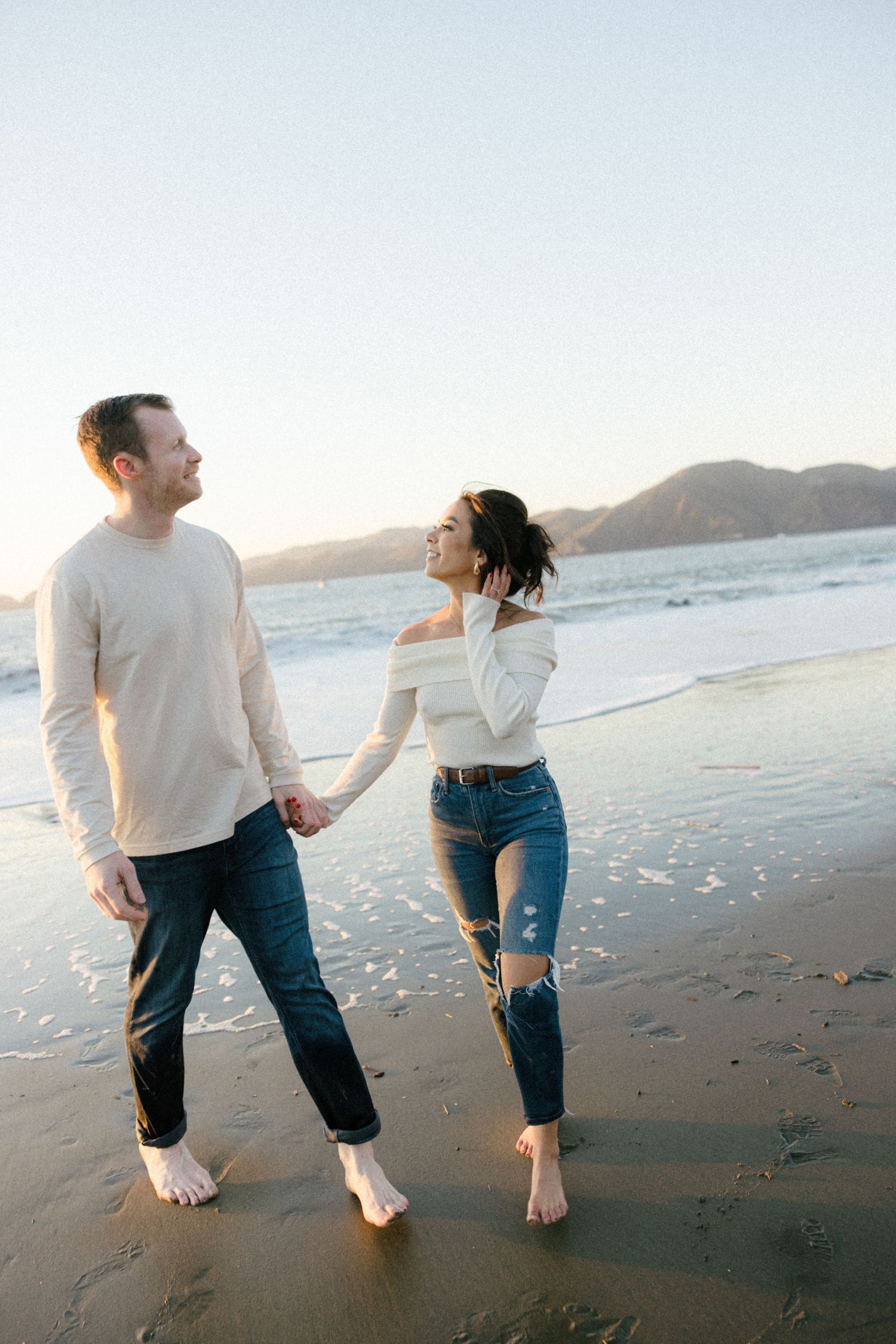 Couples engagement photos in San Francisco at Bakers Beach