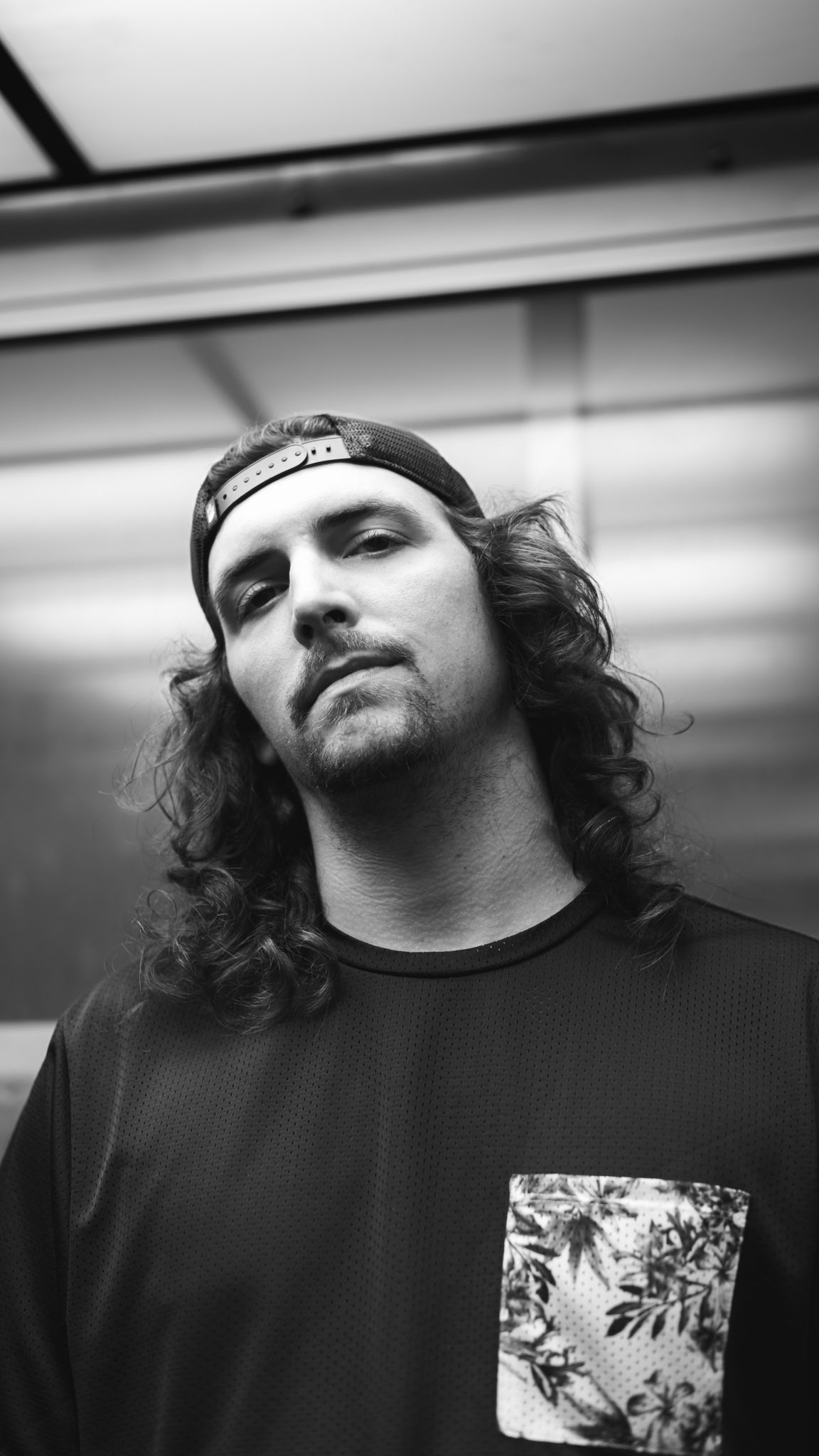 natural light black and white portrait of man