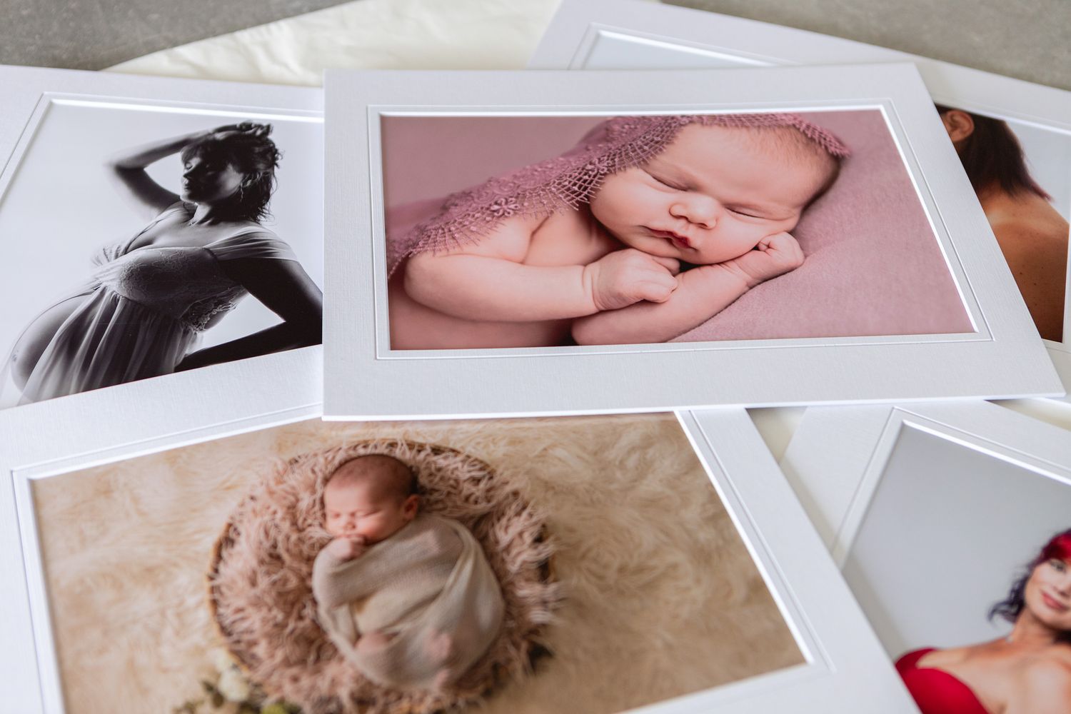 Printed images in a white matt, created at Tammy Lee photography