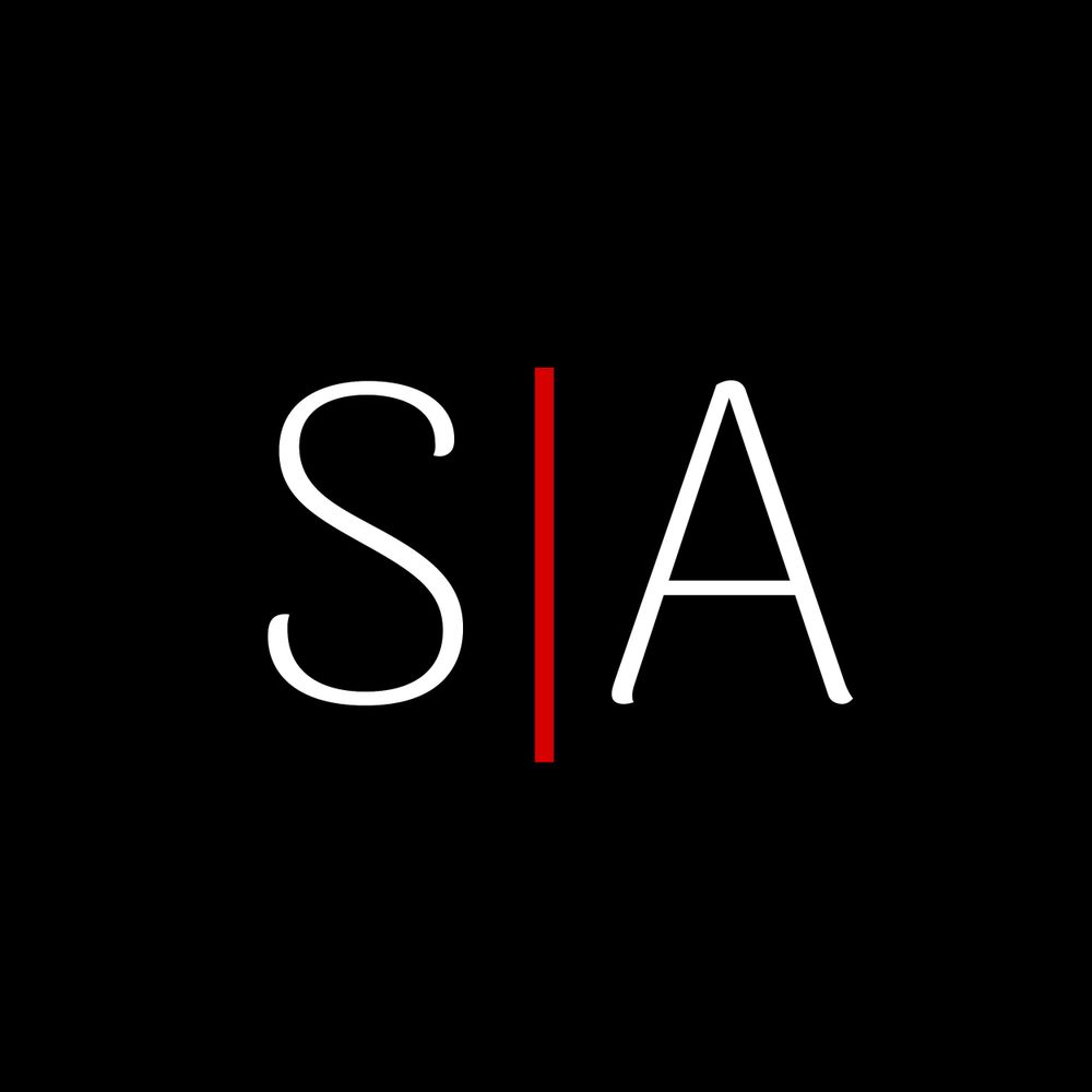 Minimalist black and white logo design with SIA text split by a red vertical line.