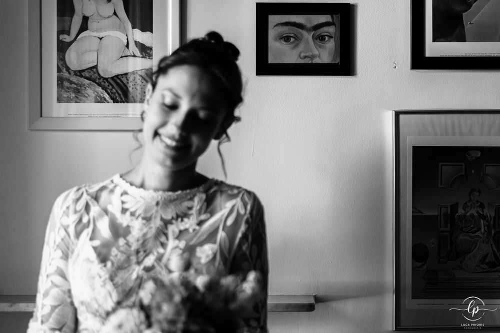 ritratto della sposa in bianco e nero
