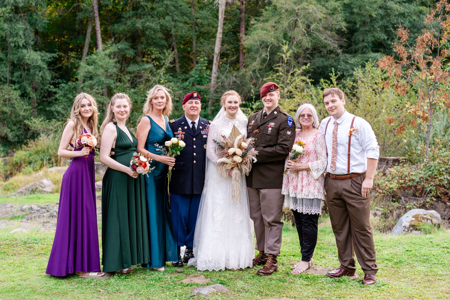 bride and groom and family portrait