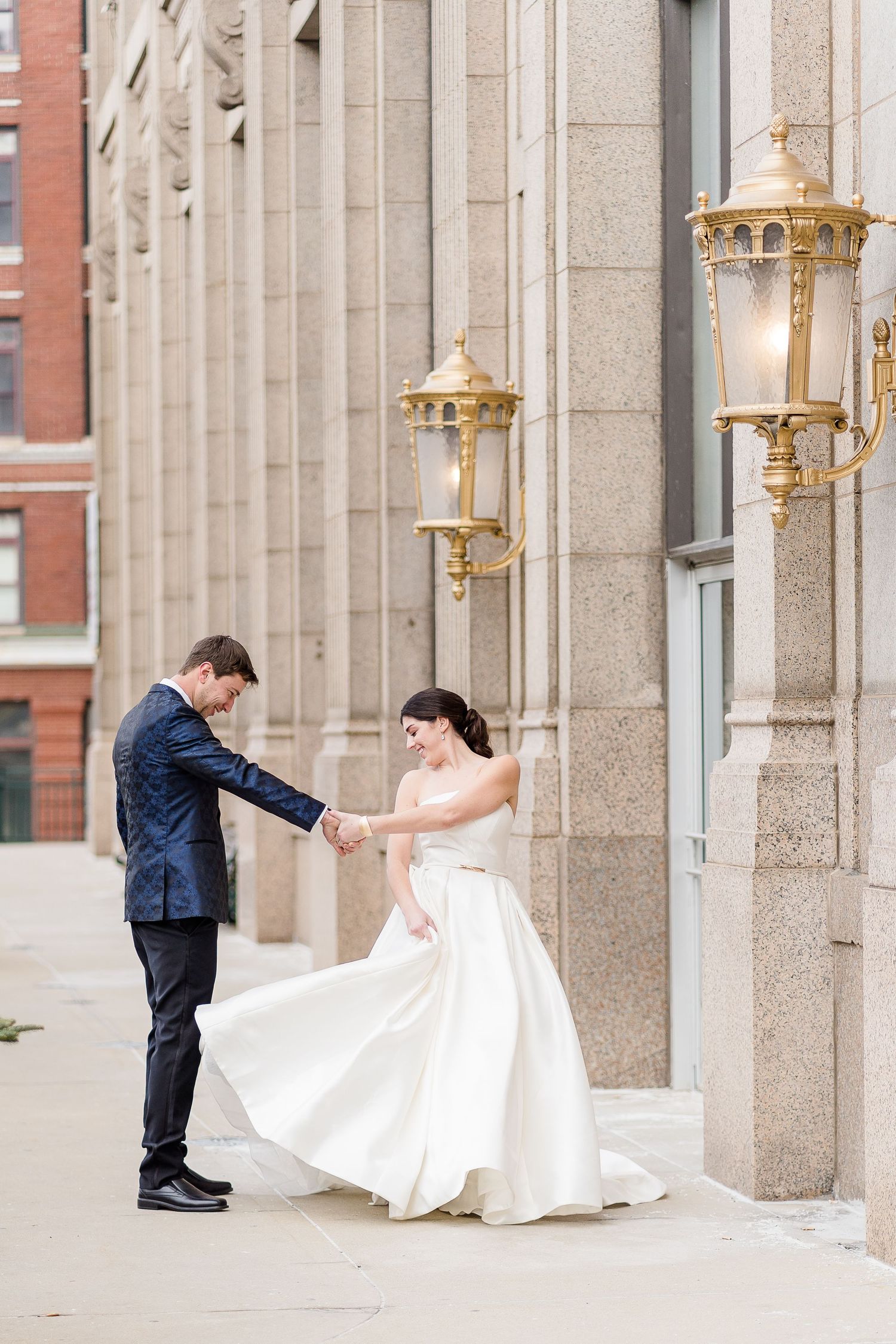bride and groom first look wedding milwaukee riverwalk photographer kenosha racine MKE wedding first look bride groom