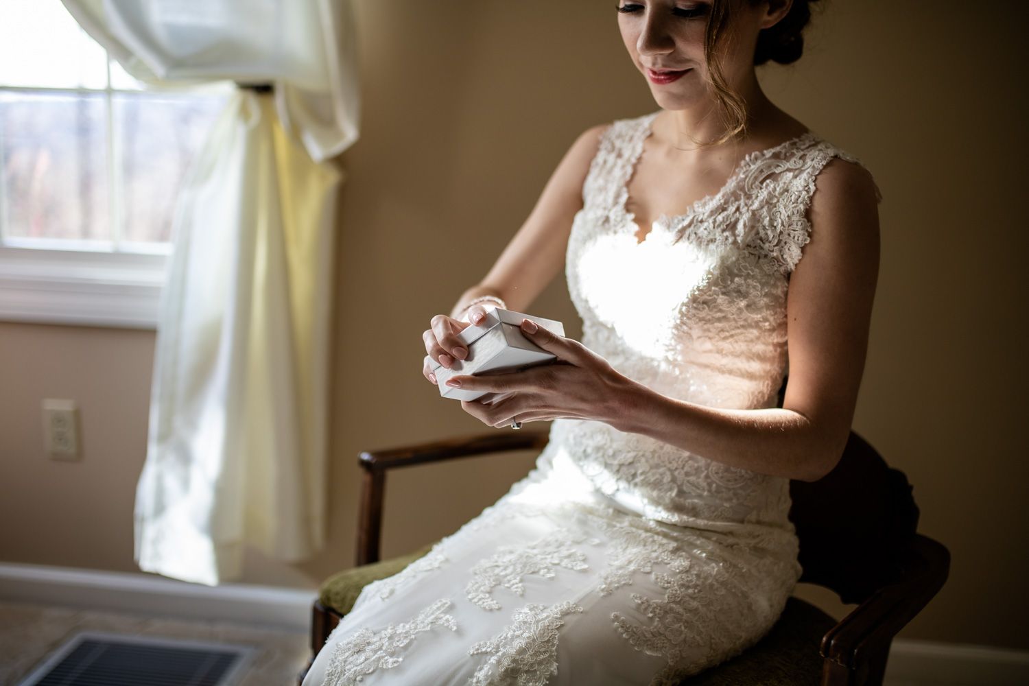 Bride opening gift