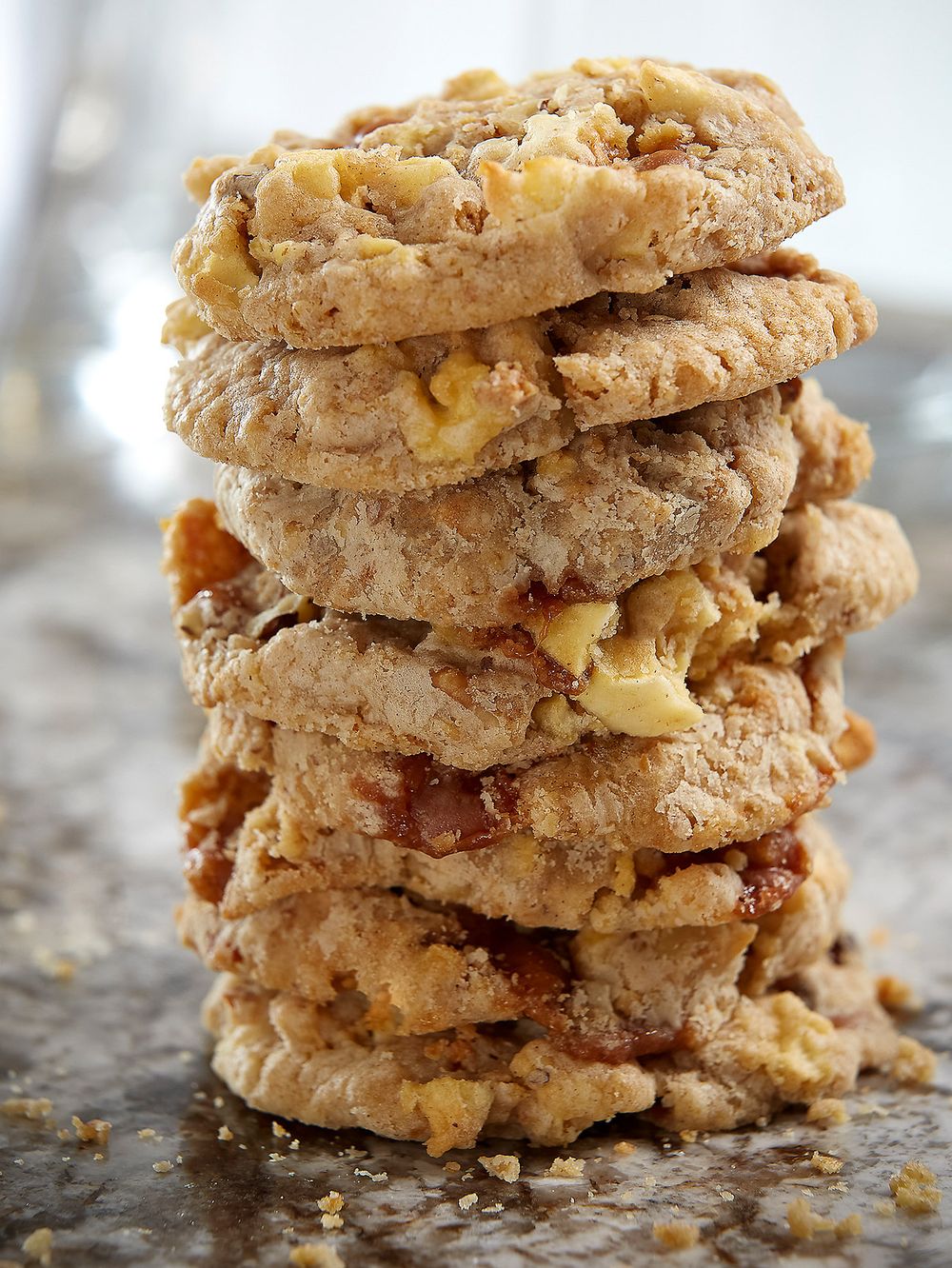 A stack of caramel and macadamia nut cookies from Central Market.