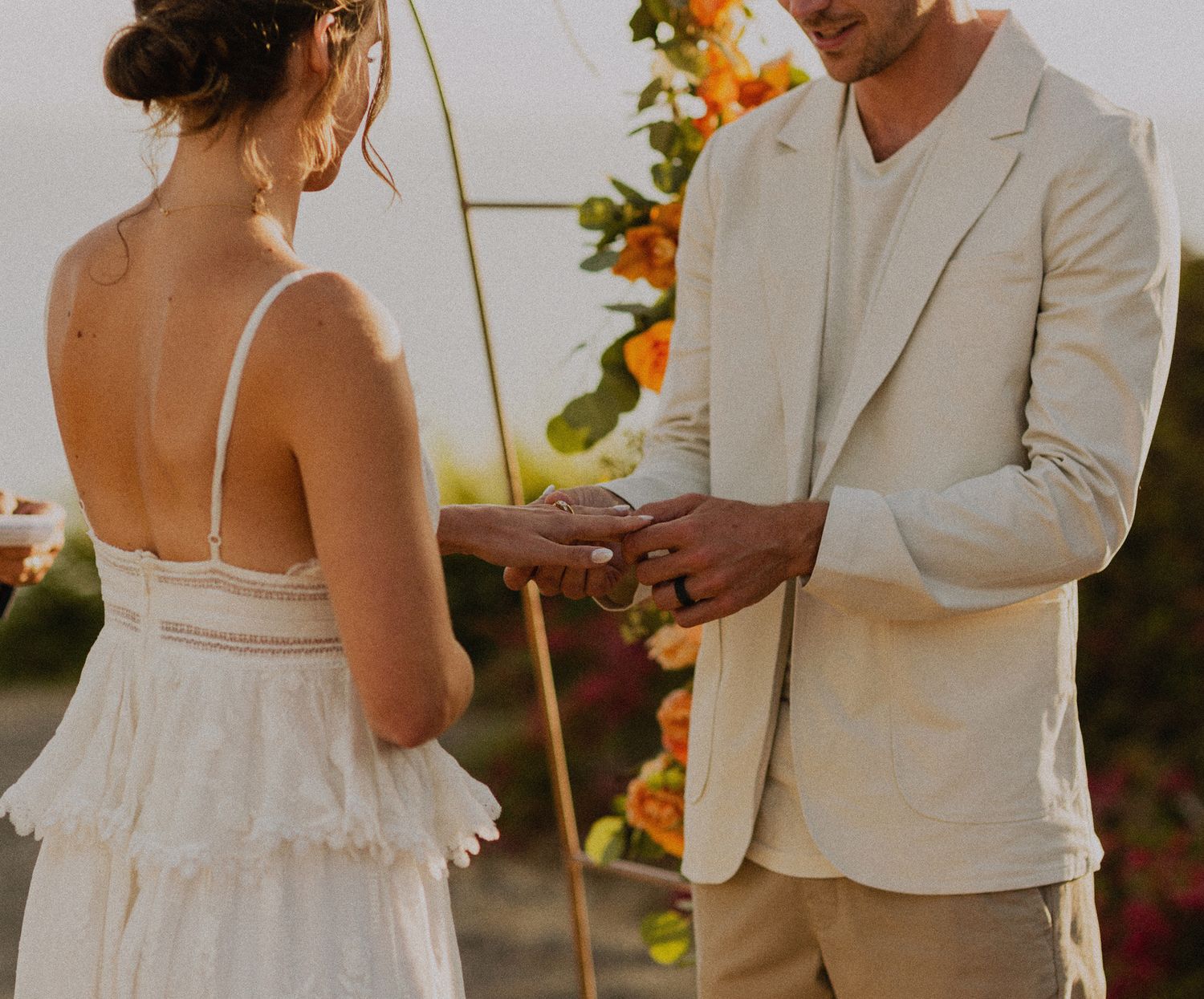 Ring detail in Palos Verdes cliffs wedding overlooking the ocean