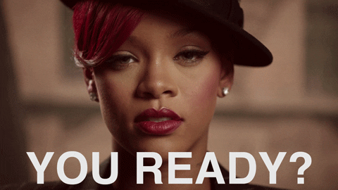 Person wearing a red beret hat and bold lipstick with 'YOU READY?' text overlay gives a questioning look.