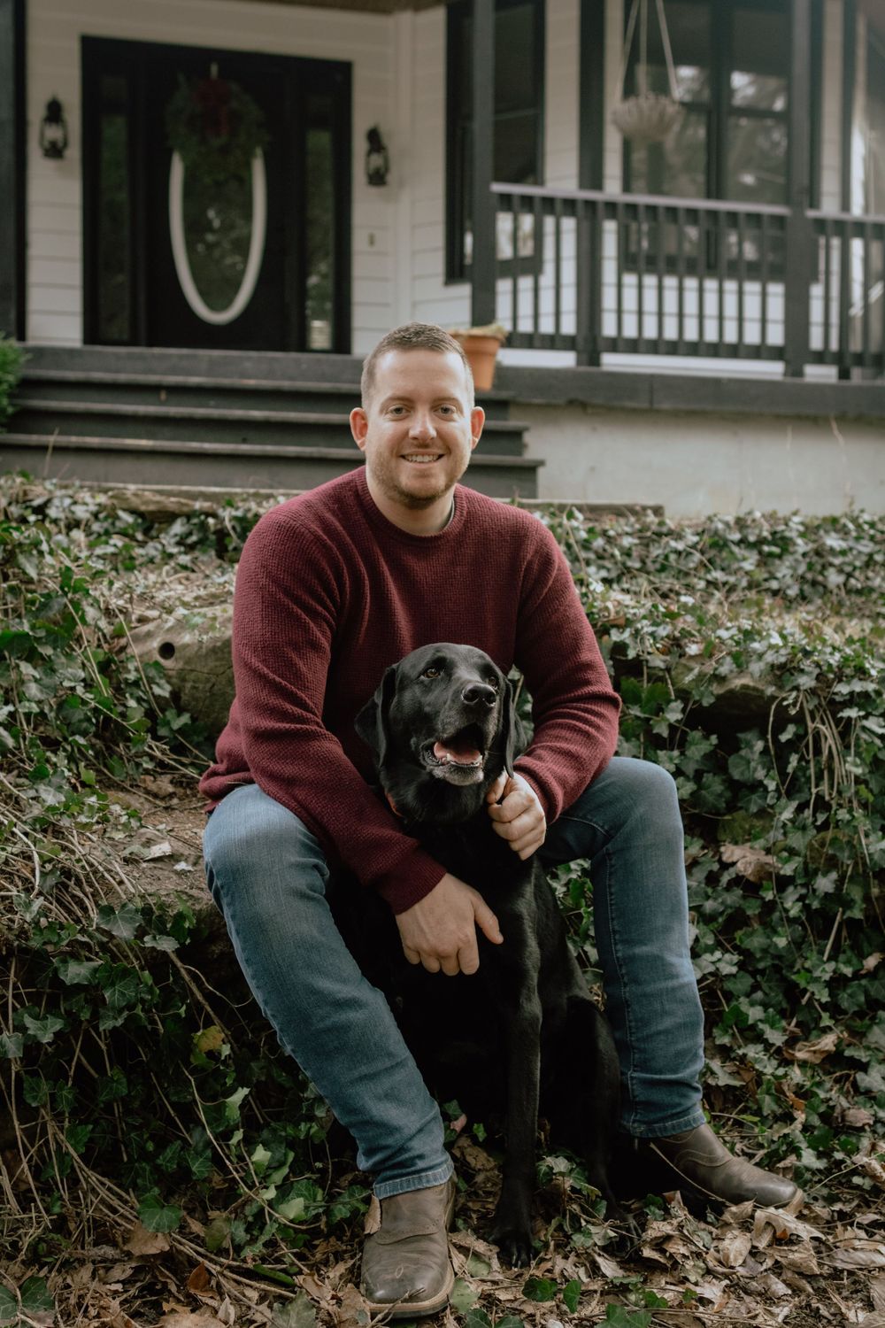 pet portrait of man and his lab dog