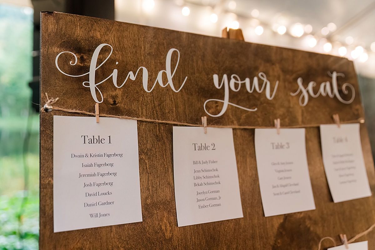 Find your seat sign for wedding reception seating chart