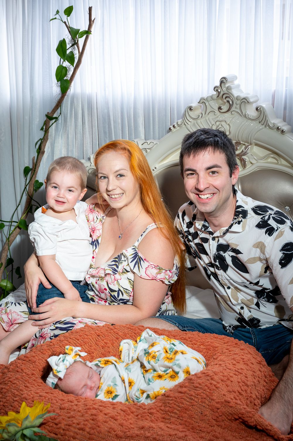 Family photo in a bedroom