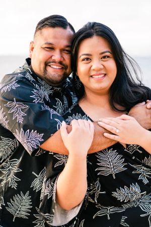 Oahu Hawaii beach engagement photography session.