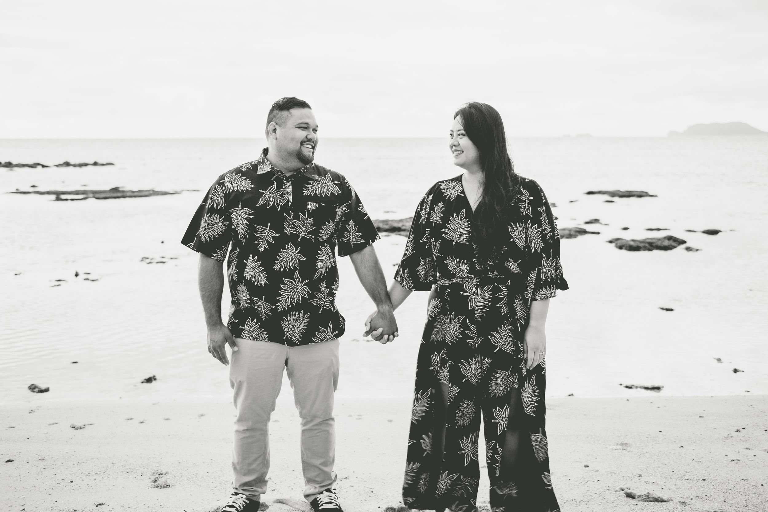 Oahu Hawaii beach engagement photography session.