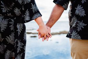 Oahu Hawaii beach engagement photography session.