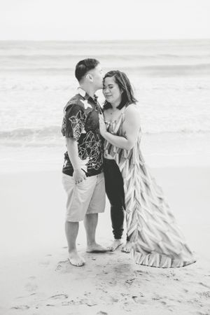 Oahu Hawaii beach engagement photography session.