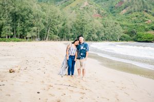 Oahu Hawaii beach engagement photography session.