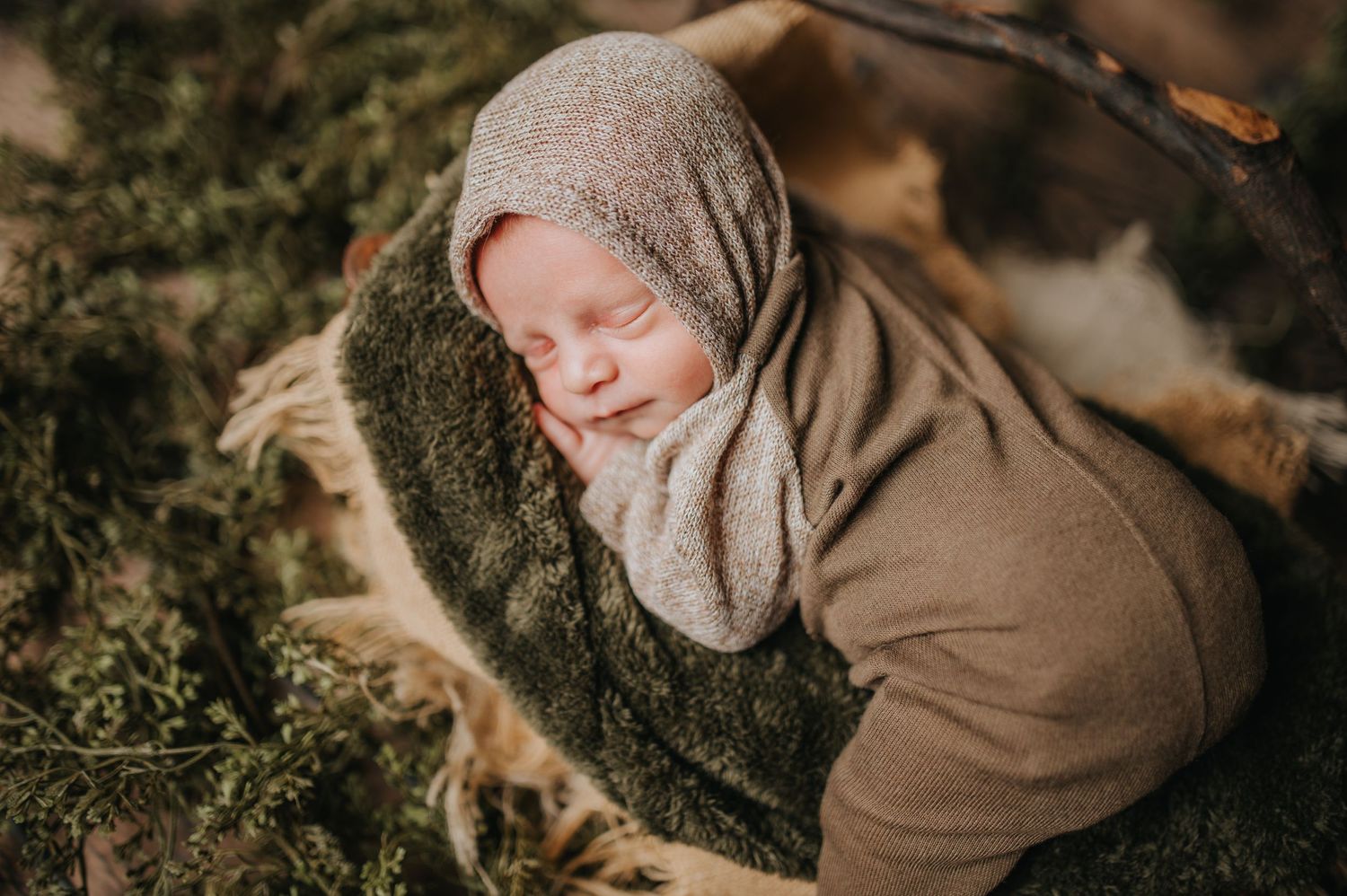 Newborn session with a 8 day old baby at Harlow & Stone Studios studio in Salem, CT