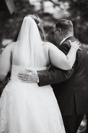Professional wedding photo - bride and groom outdoors
