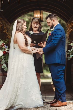 Professional wedding photo - bride and groom outdoors