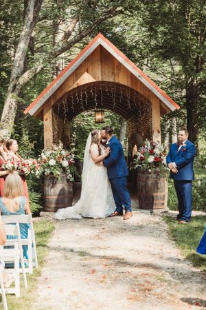Professional wedding photo - bride and groom outdoors
