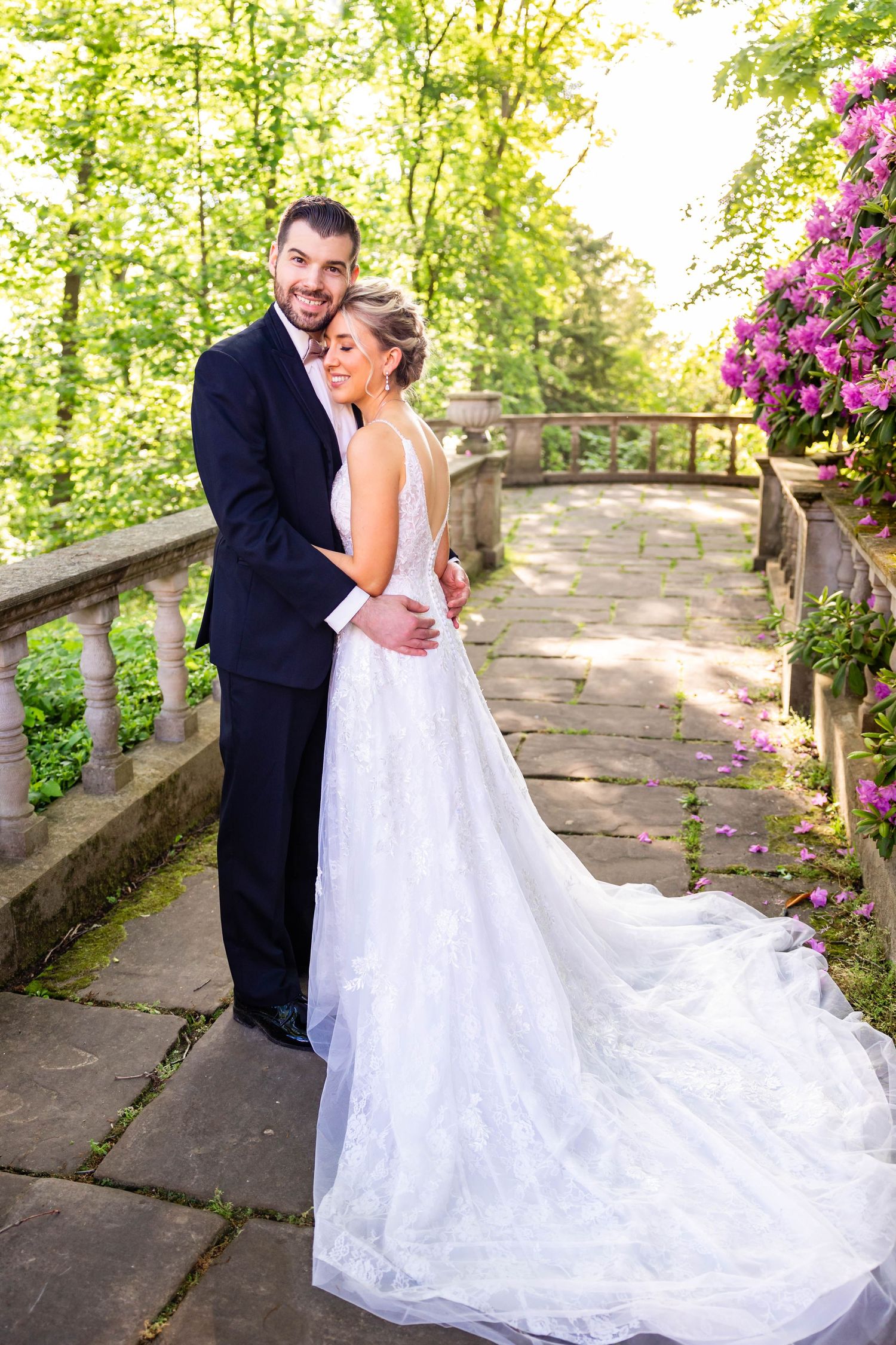 bride and groom on wedding day in cleveland ohio