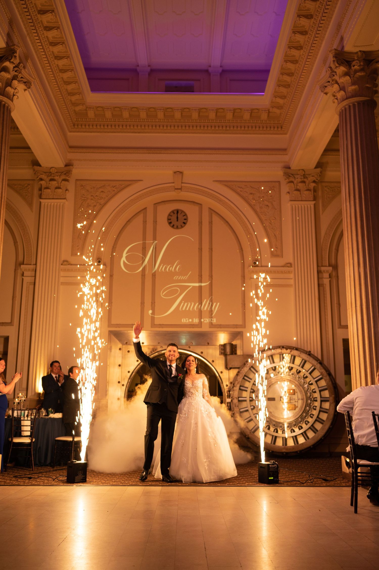 Sparkler entrance for Bride and Groom.