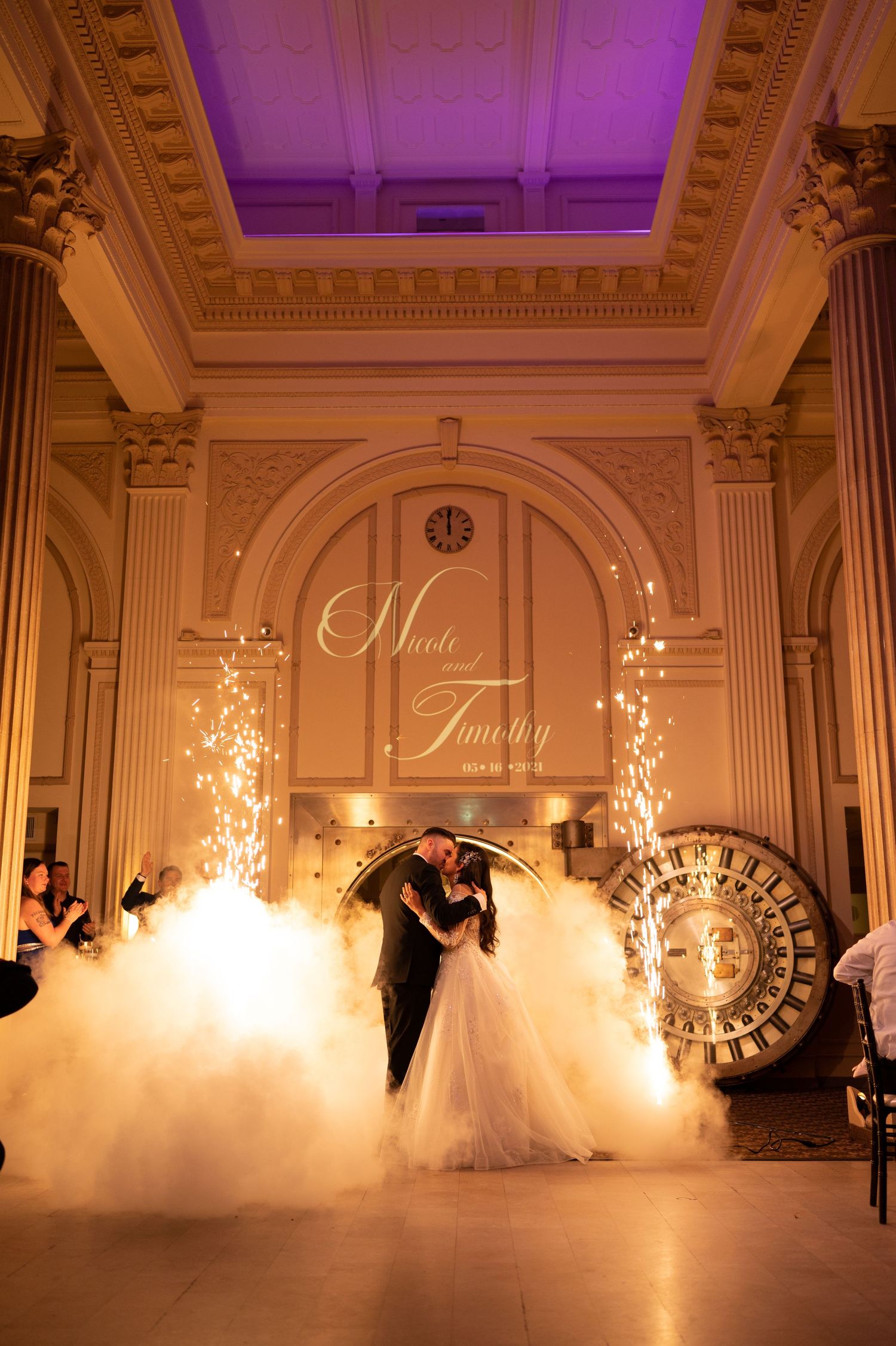 Sparkler entrance for Bride and Groom.