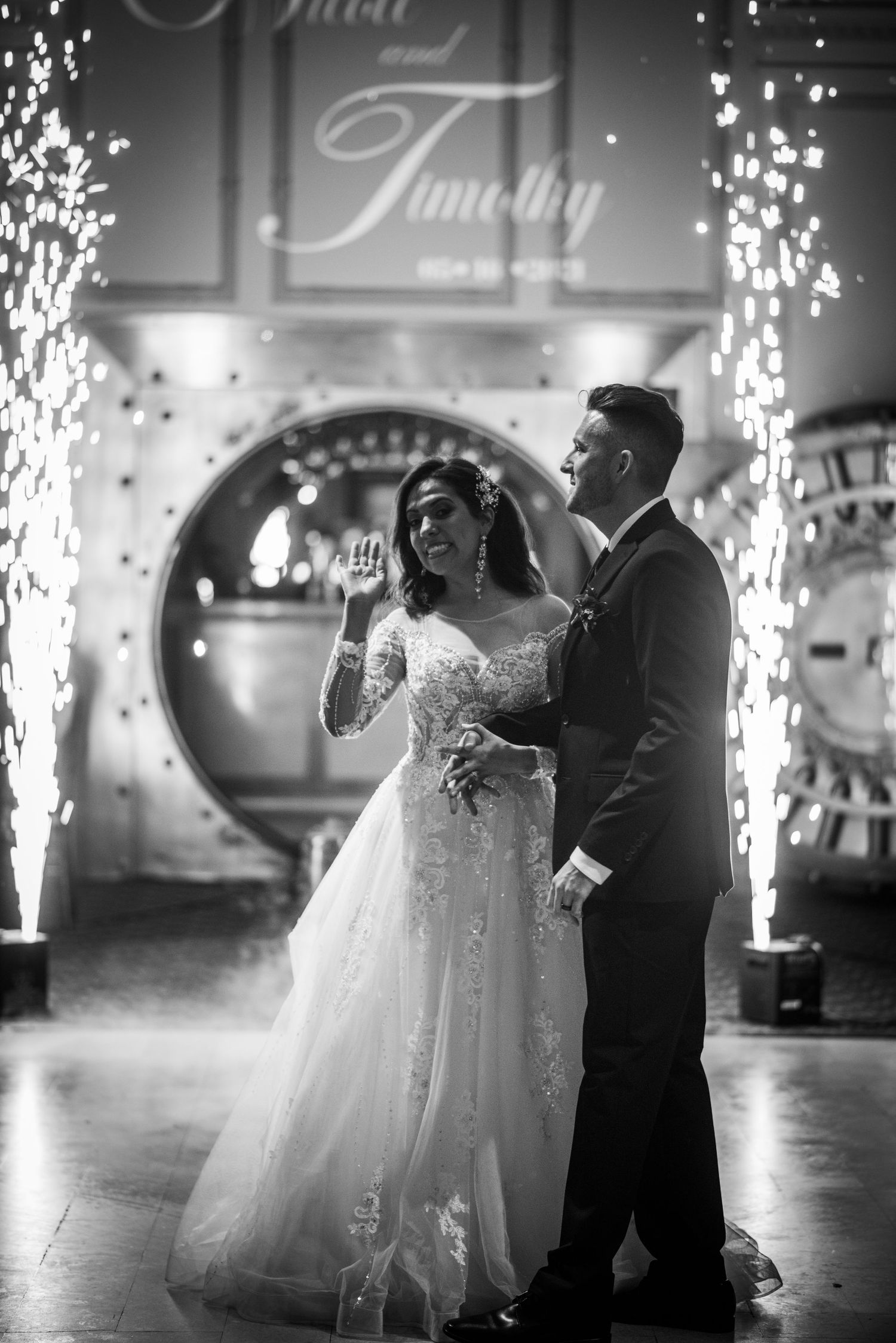 Sparkler entrance for Bride and Groom.