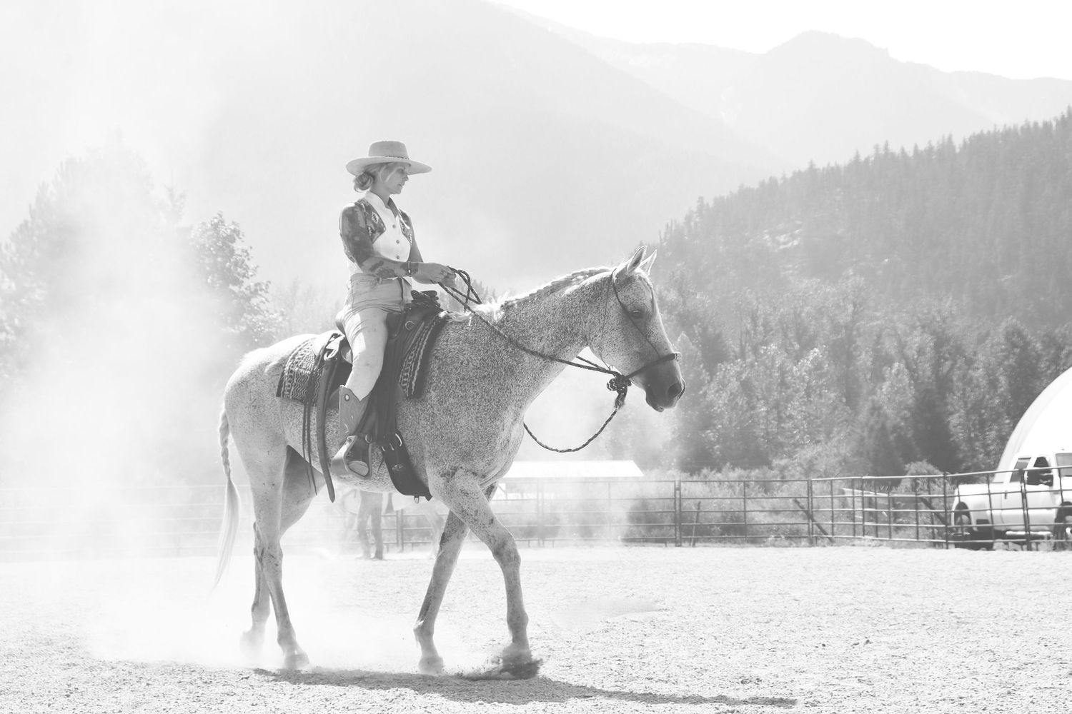 Woman Rider Ethereal Elegant Black and White