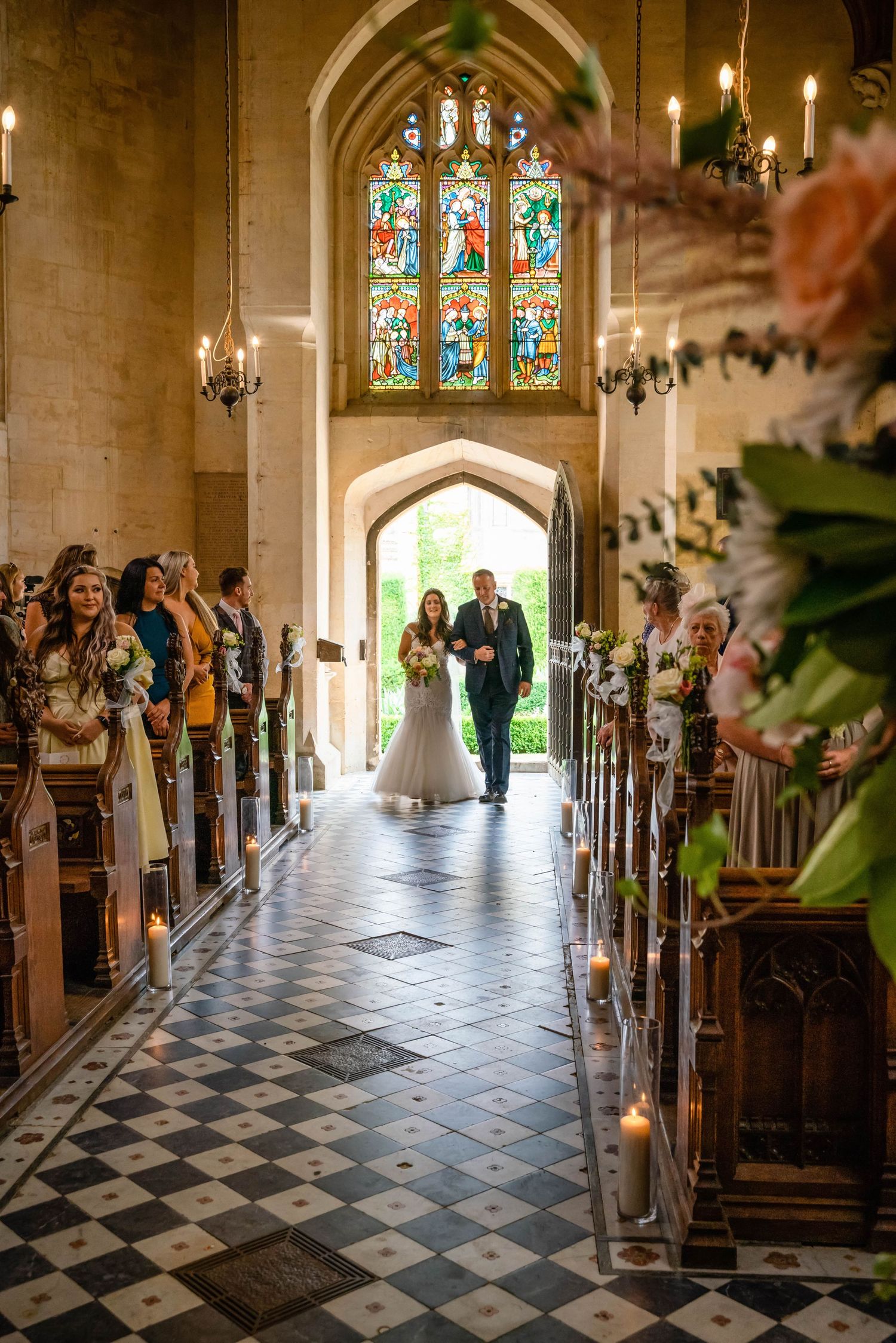 Zara Davis Wedding Photography Sudeley Castle Gloucestershire Cotswolds bride walking down aisle