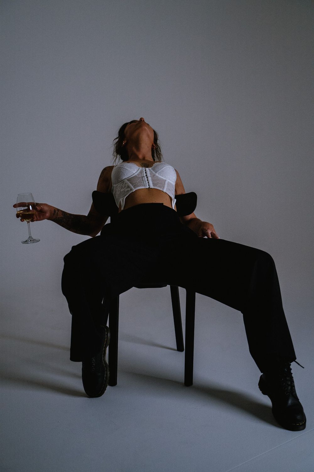Wanaka boudoir - studio portrait photography with wine