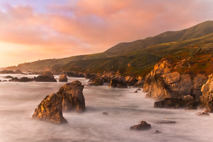 Garrapata State Park Cliffs at sunset, Carmel, Big Sur, California