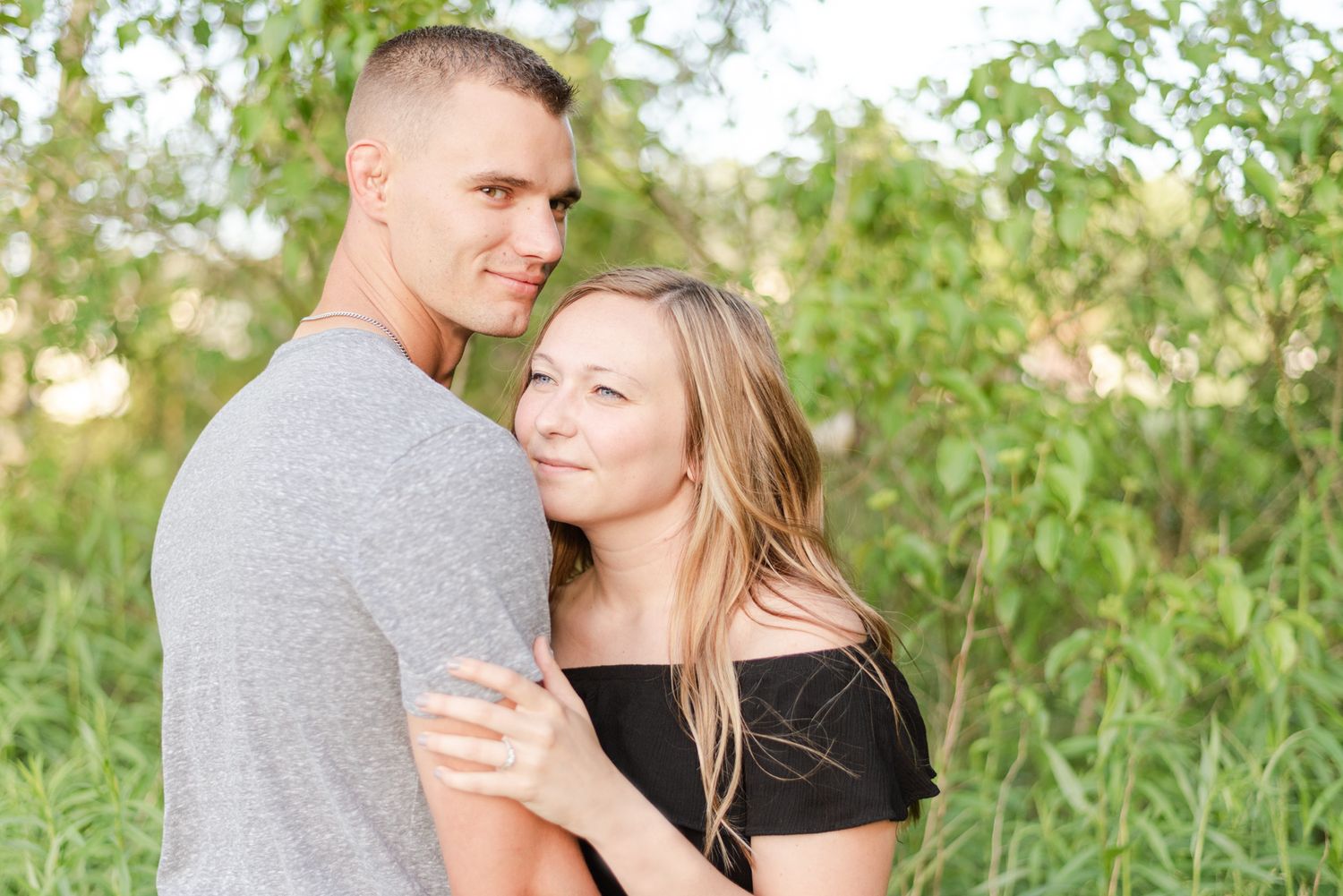 Couple in park for engagement in St. Mary's Pennsylvania