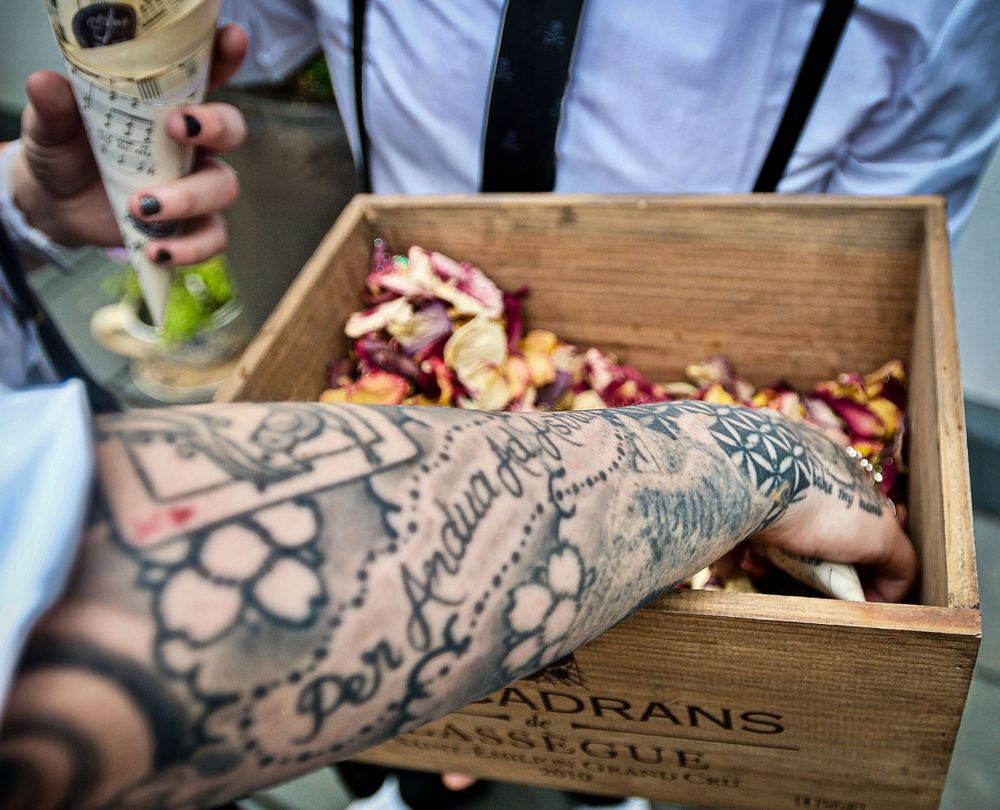 Tattoos and confetti.