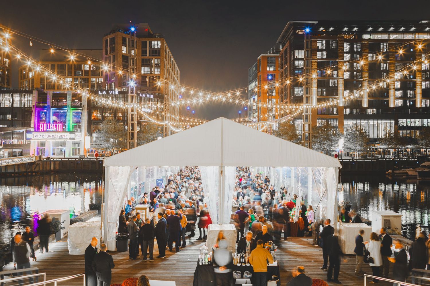 district pier networking event tent