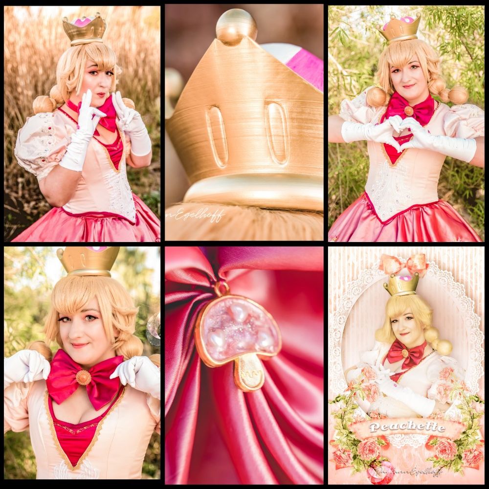 Peachette cosplay photographed outdoors at Comicon in Phoenix, AZ, by Big Click Energy Photography. Phoenix Fan Fusion