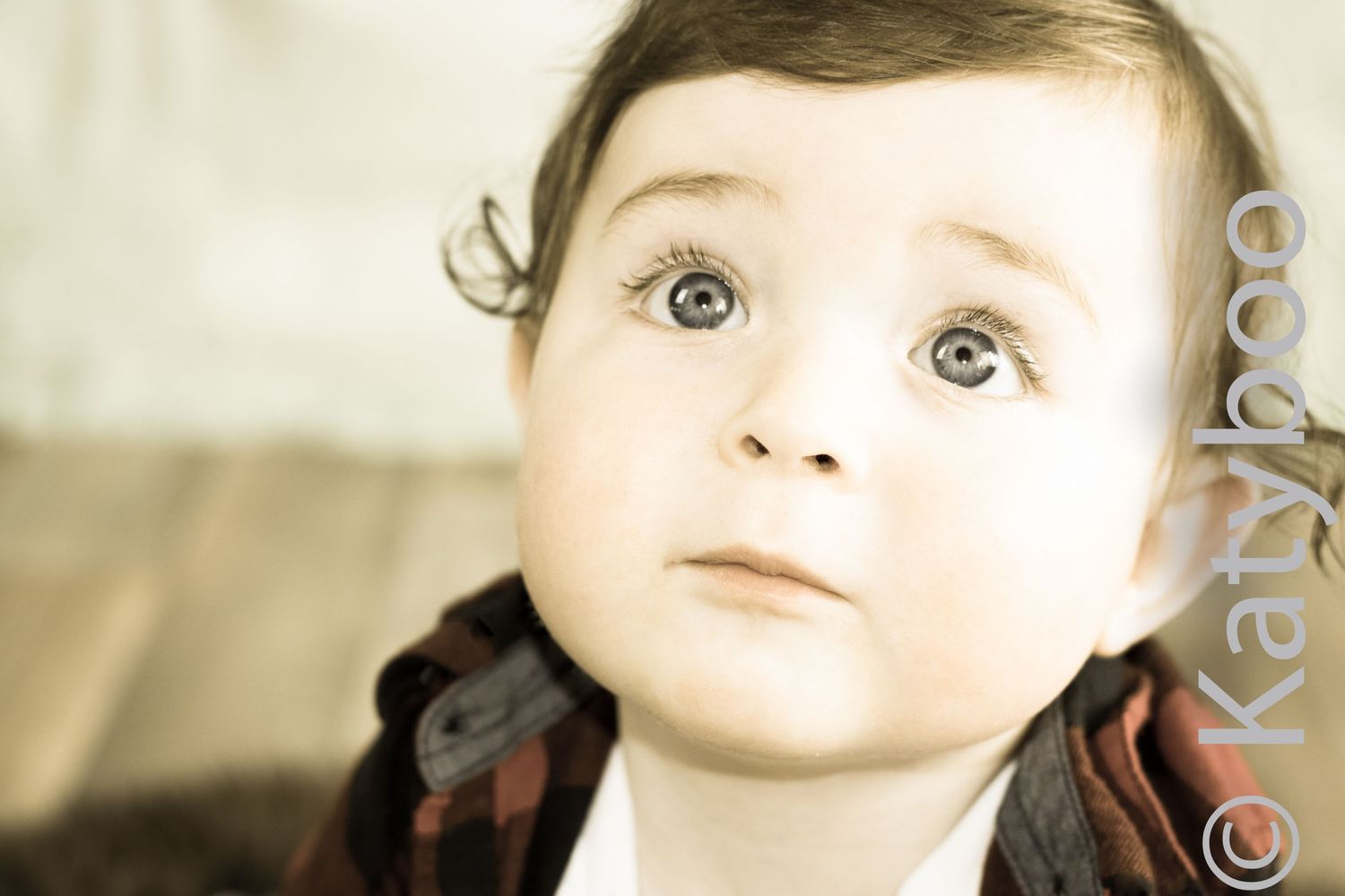 toddler baby boy looking up with blue eyes he is having a child photography photoshoot