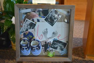 Shadow box of the stillborn son of the photographer at his funeral in Sioux City, IA.
