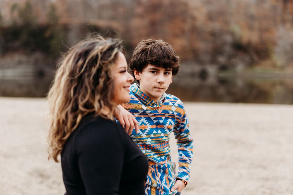 family photos in Palisades Kepler State Park Mt Vernon Iowa fall sage and ivy studio Iowa corridor midwest mother son